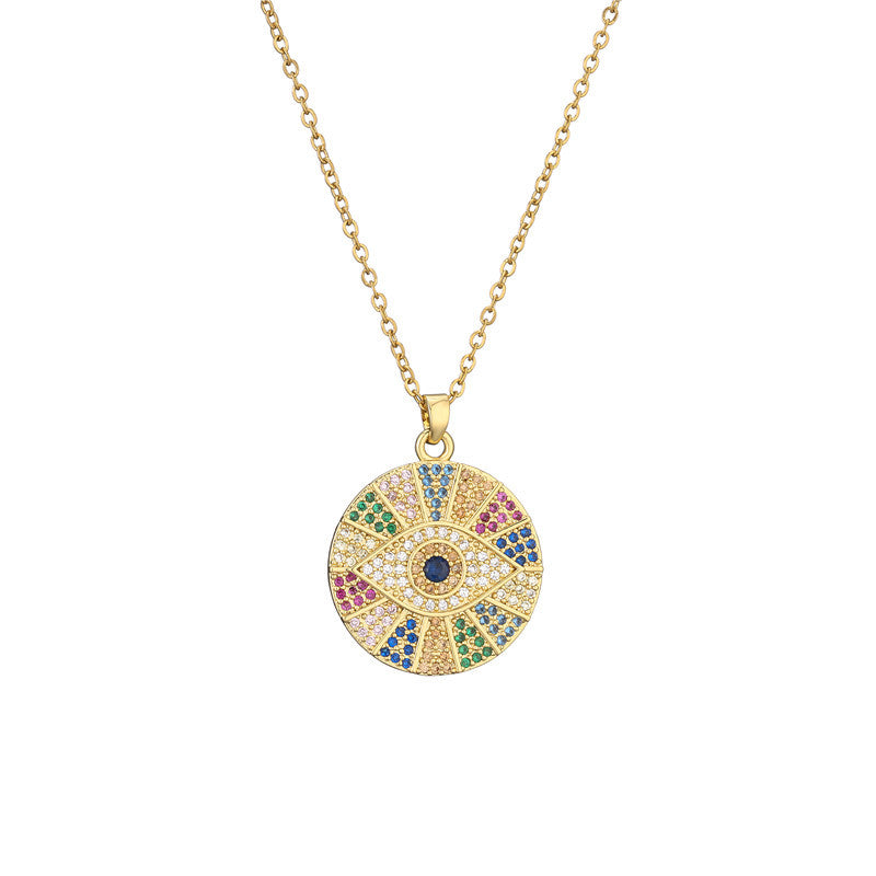 Collar de mujer con medalla de ojo turco y pedrería