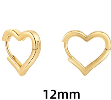 Pendientes de aro de corazón dorados