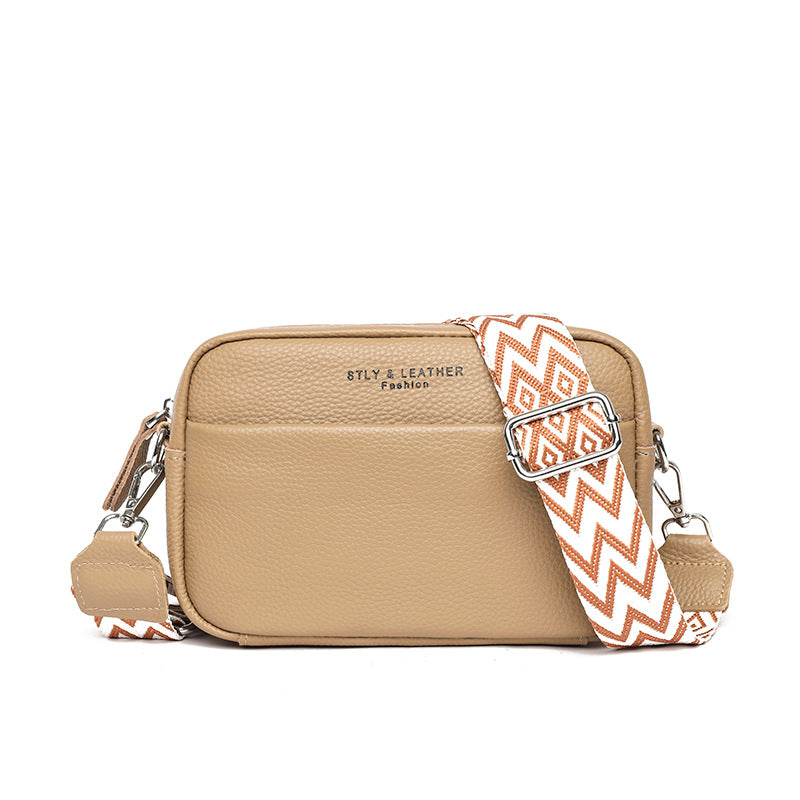 Bolso bandolera de mujer con correa ancha de rombos