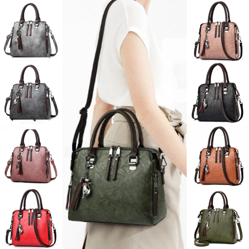 Bolso de mano de mujer vintage de gran calidad, con borla y bandolera