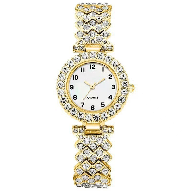 Reloj joya de mujer con brillos y pulsera de corazones