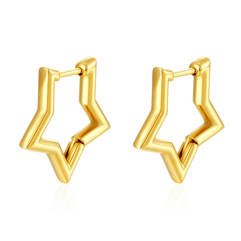 Pendientes de aro en forma de estrella de acero