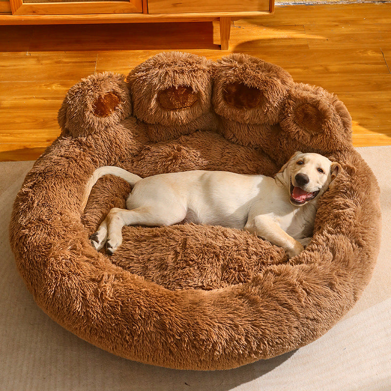 Cama para perros y gatos con forma de pata, de pelo suave